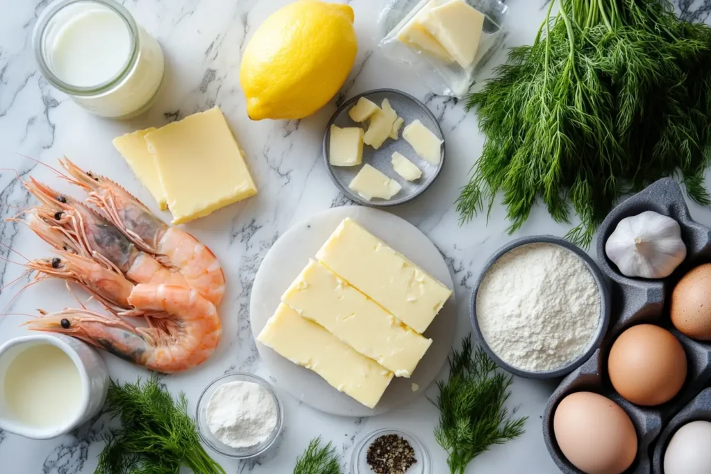 Ingredients for Cheesy Shrimp Pie