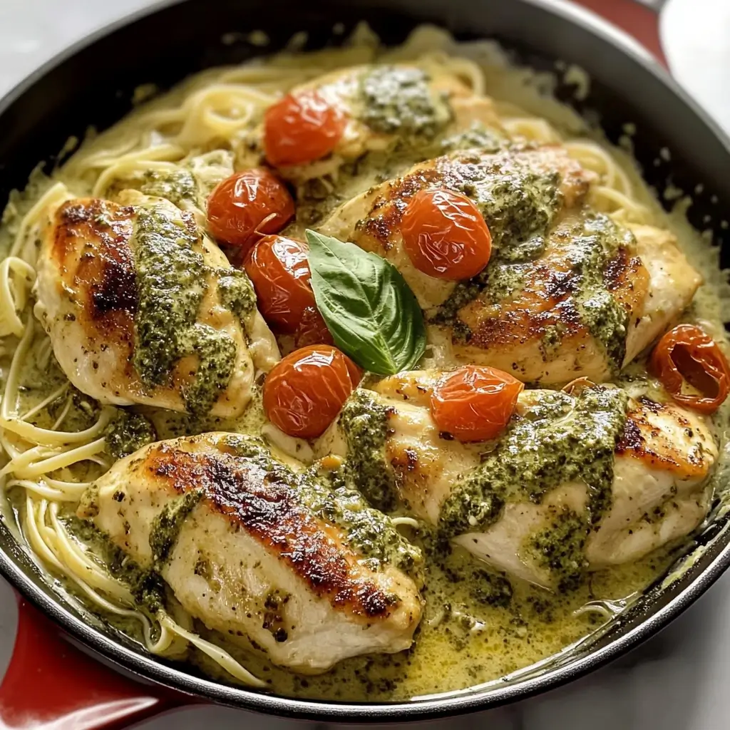 Complete Creamy Pesto Chicken Skillet