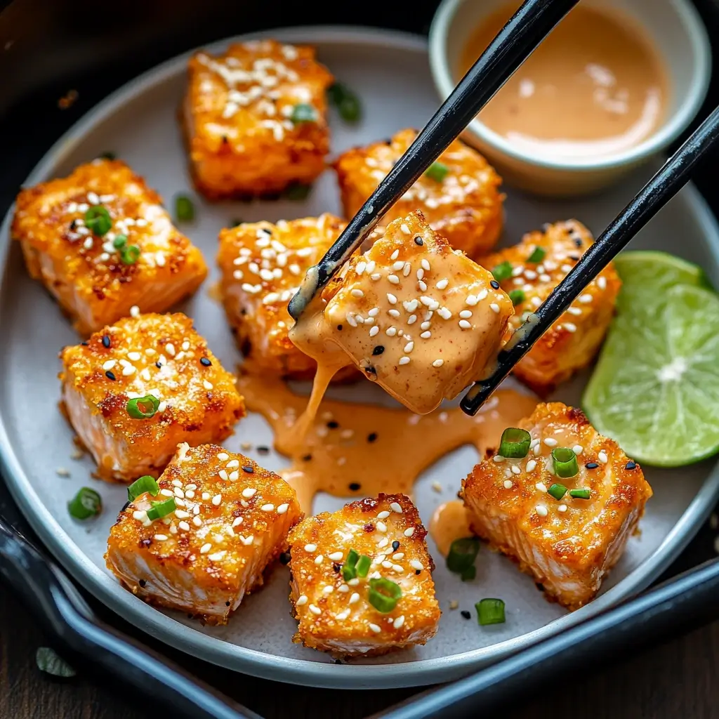 Completed Crispy Bang Bang Salmon Bites