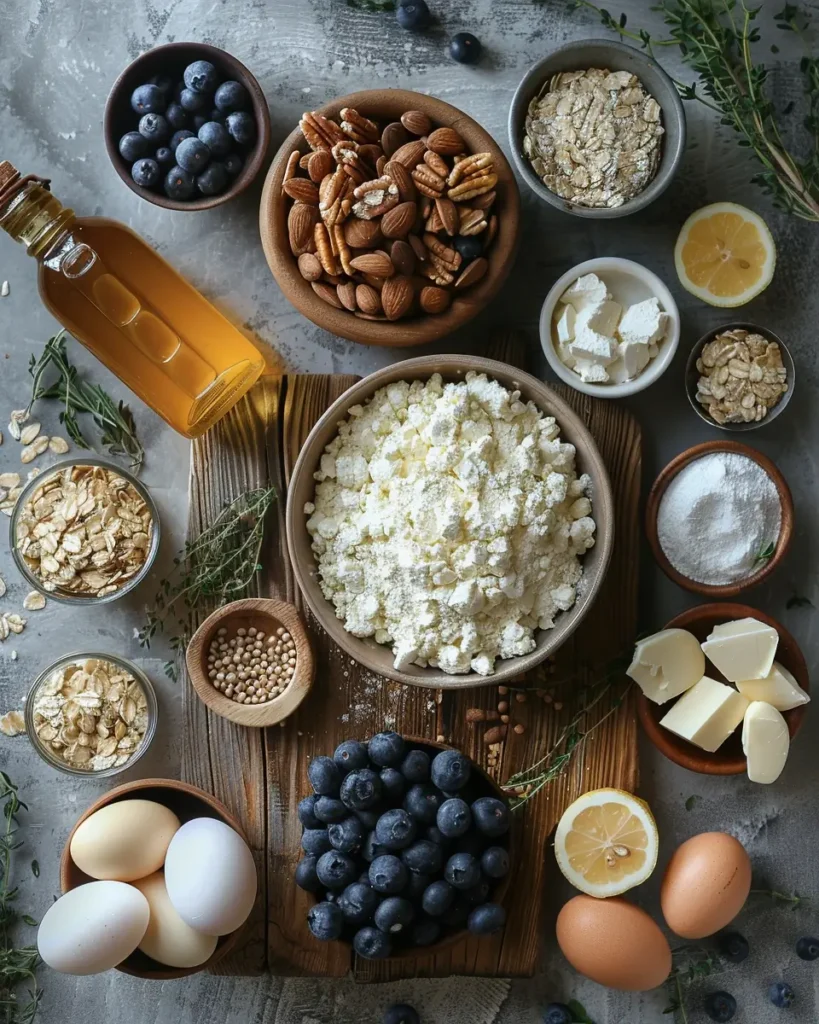 Ingredients of Blueberry Cottage Cheese Breakfast Bake