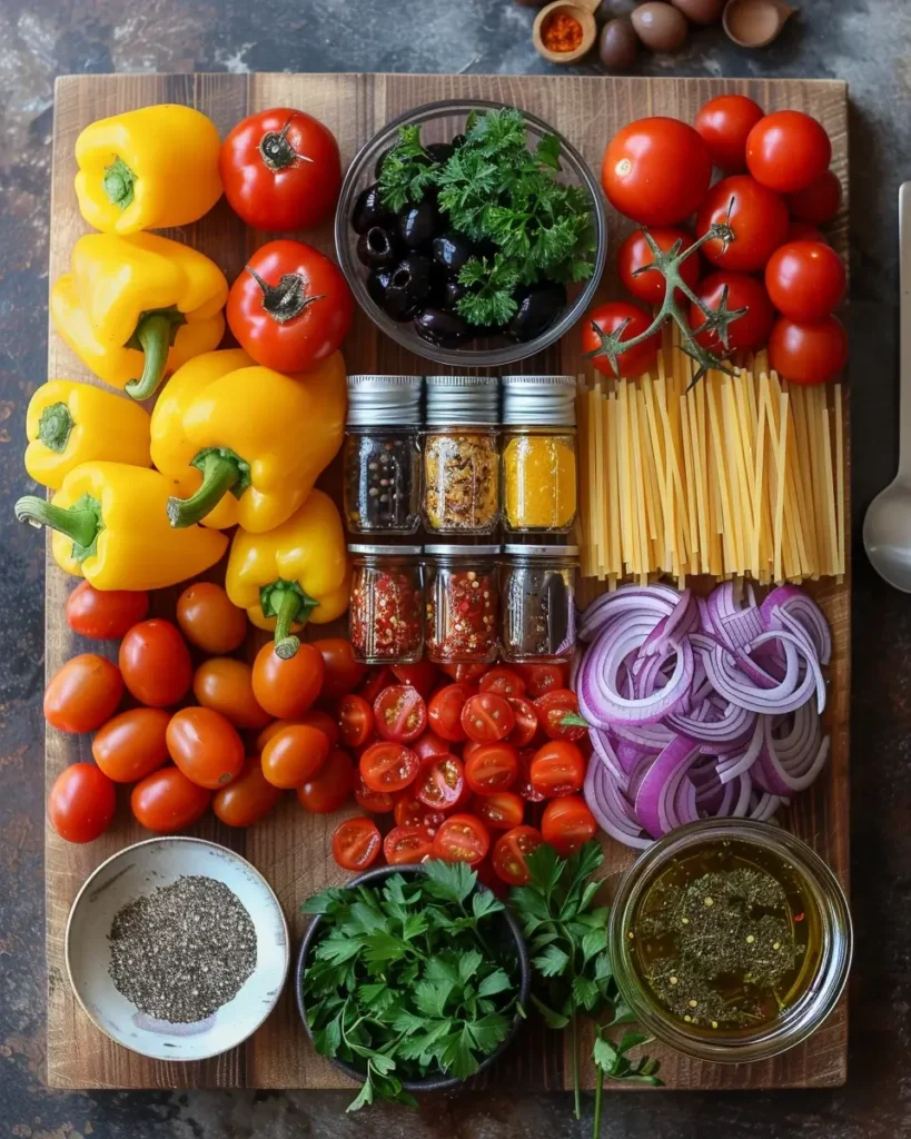 Ingredients of Zesty Spaghetti Salad