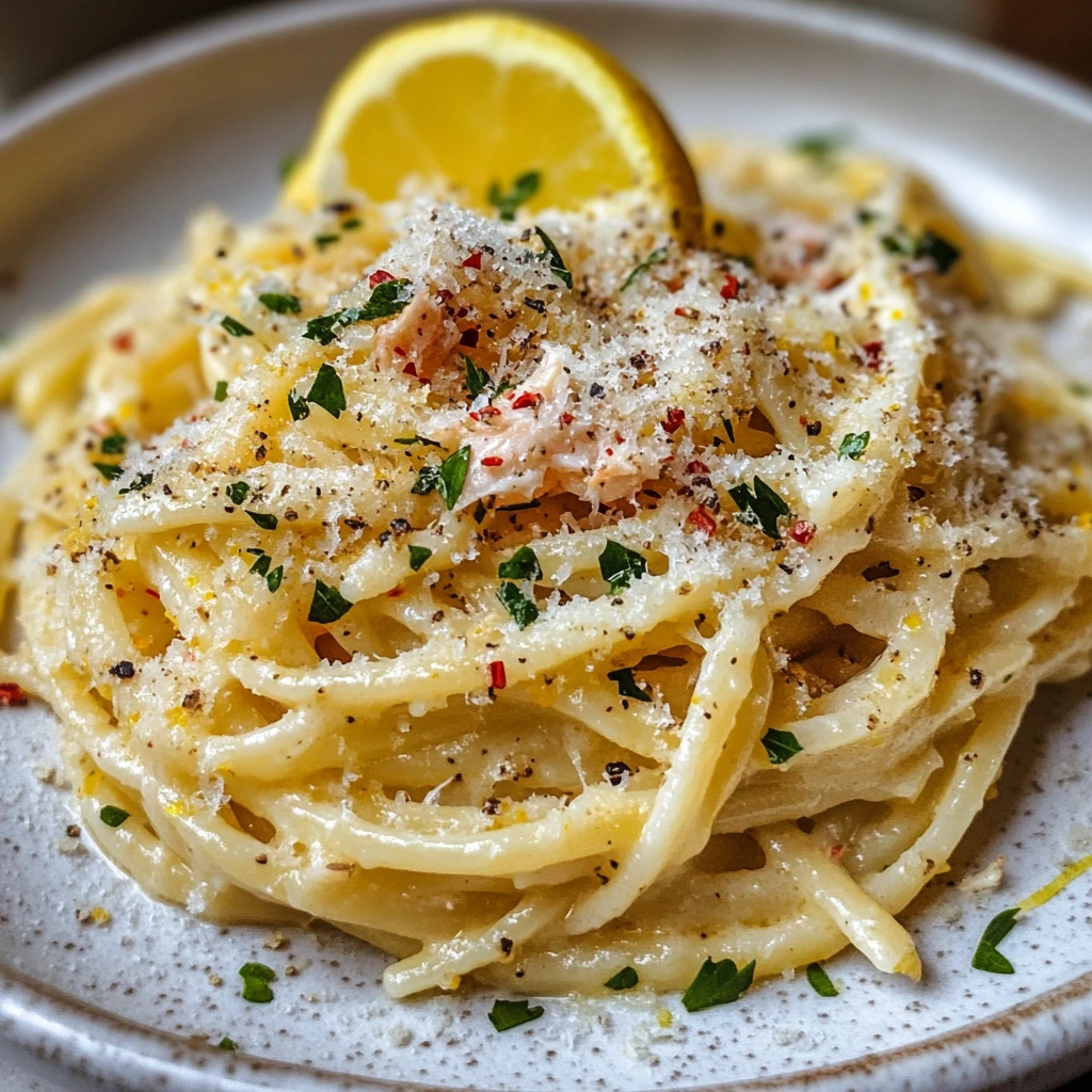 Plated Crab Pasta with linguine twirled