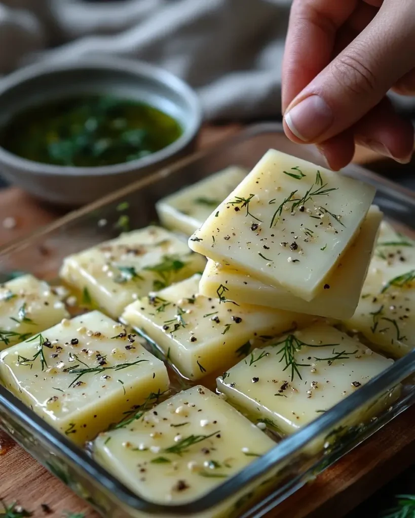 Preparation of Pickle-Marinated Cheese Stacks